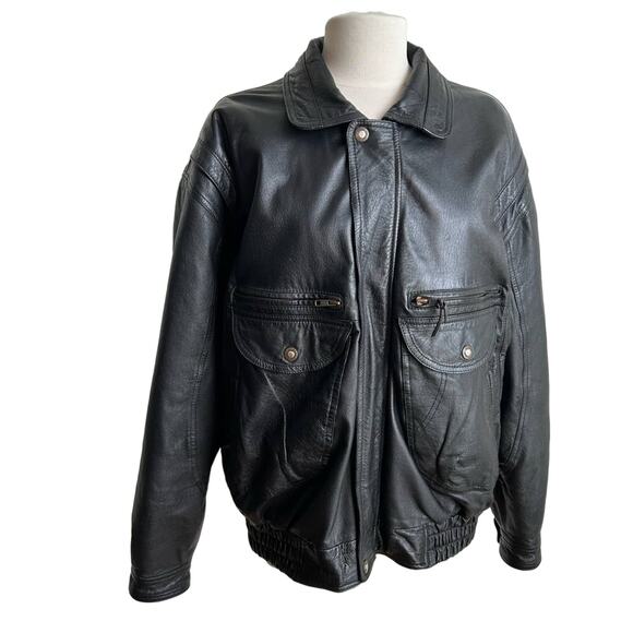 Vintage 80s Men’s Bomber Leather Jacket - Picture 1 of 6